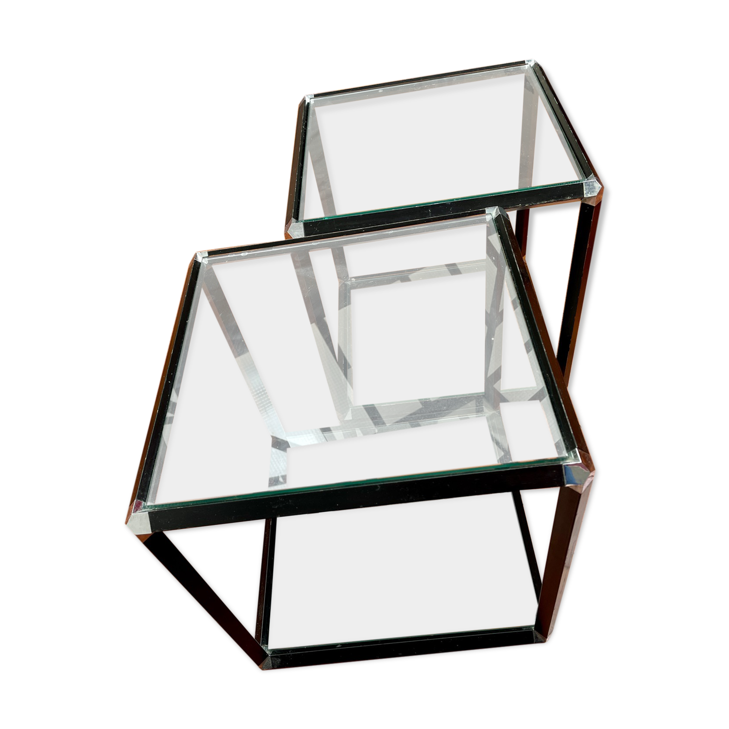 Glass and metal side tables