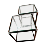 Glass and metal side tables