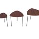 Vintage set of 3 wooden and metal side tables from the 1980s