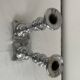 Large antique silver plated candlesticks, square base, pair, classic