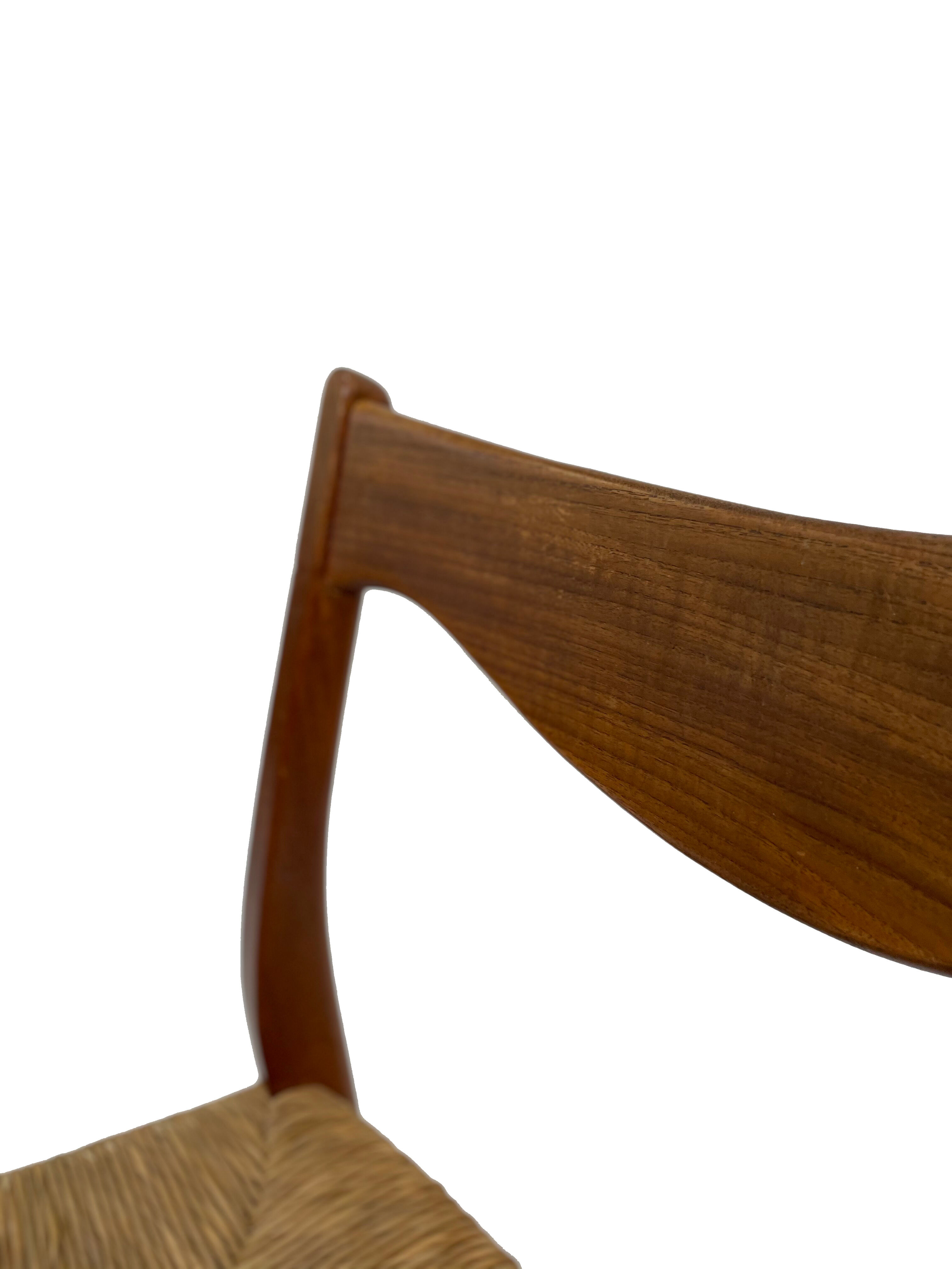 Mid-century teak dining chair by Arne Wahl Iversen for Glyngøre Stolefabric