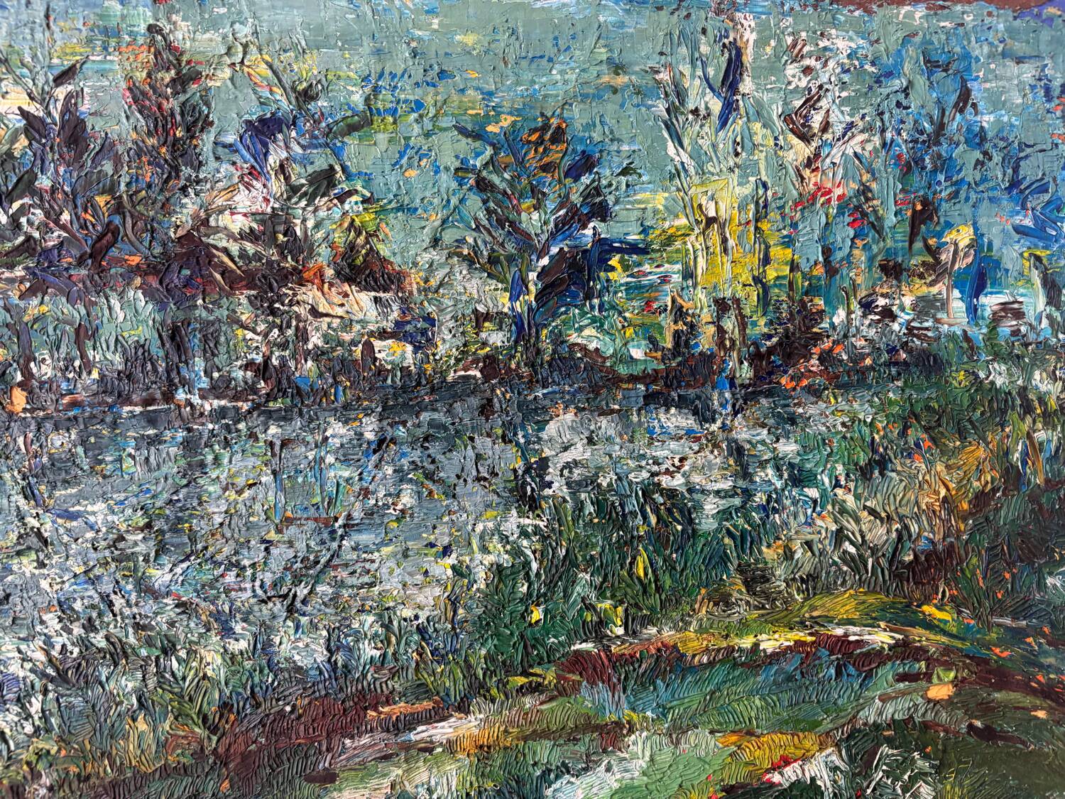 Lakeside landscape signed