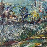 Lakeside landscape signed