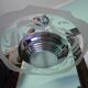 Art deco chandelier from the 1920s with transparent and opalized glass, silver metal structure