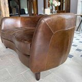 Brown leather sofa