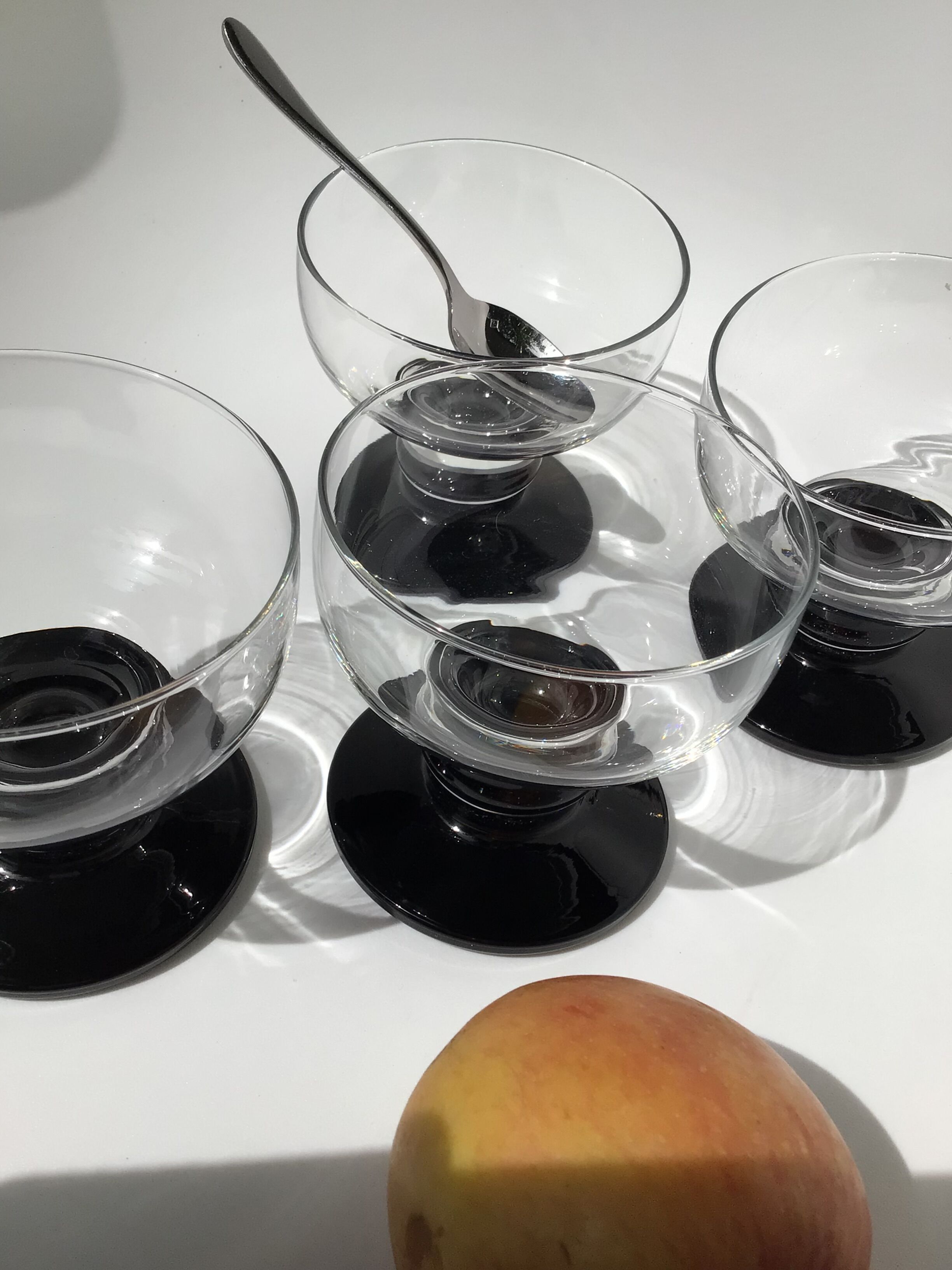 4 ice black standing cups or fruit salad