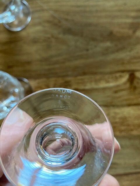 Lot of 6 Daum engraved crystal glasses