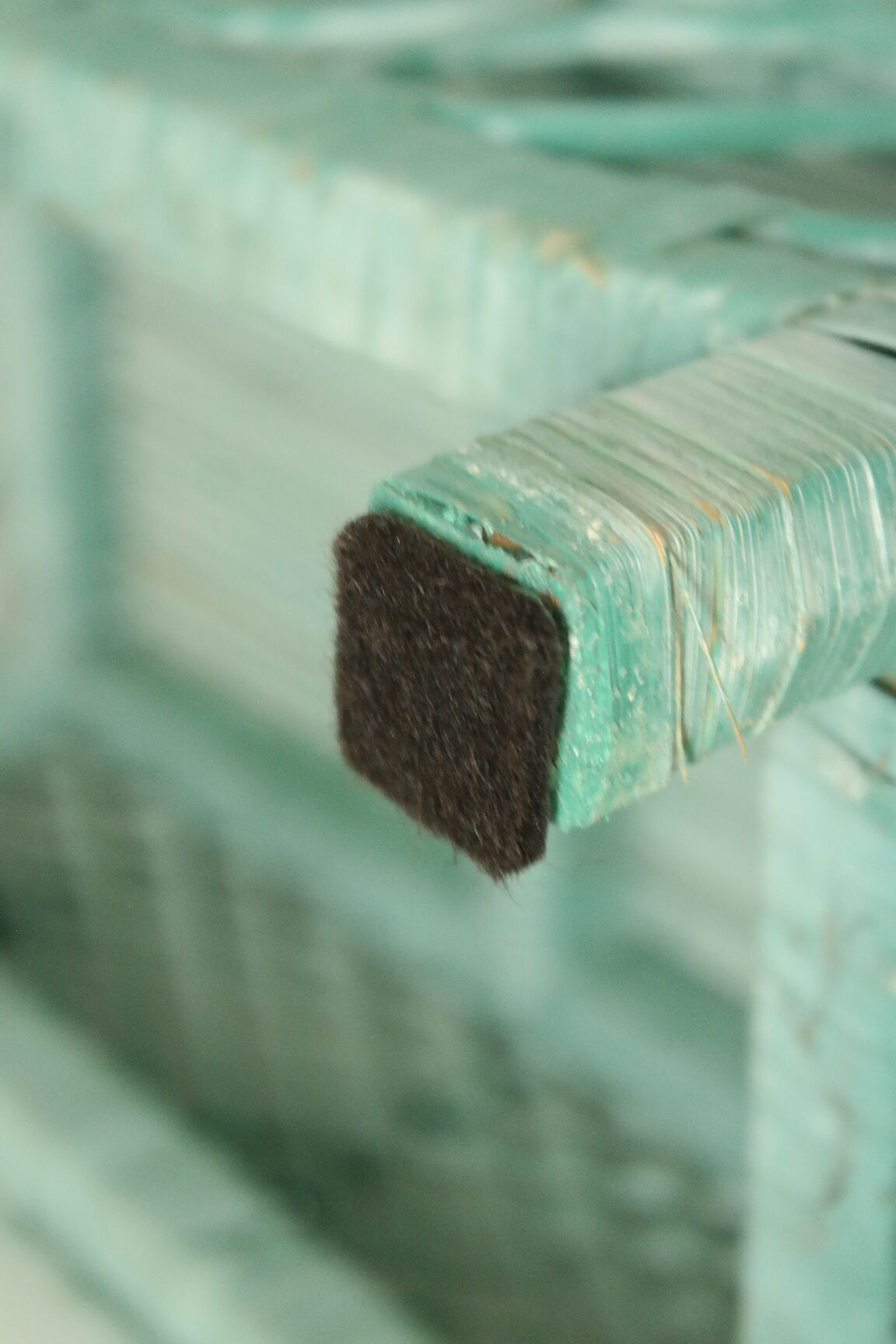 Vintage mint green wicker bookcase