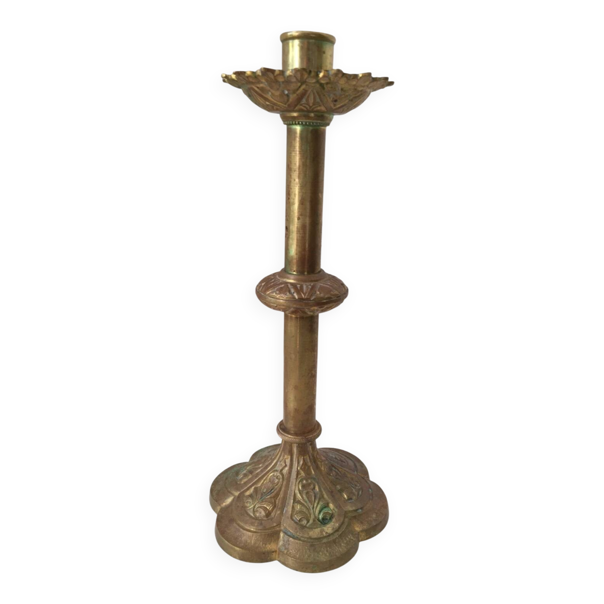 Beautiful vintage neo-Gothic bronze candlestick