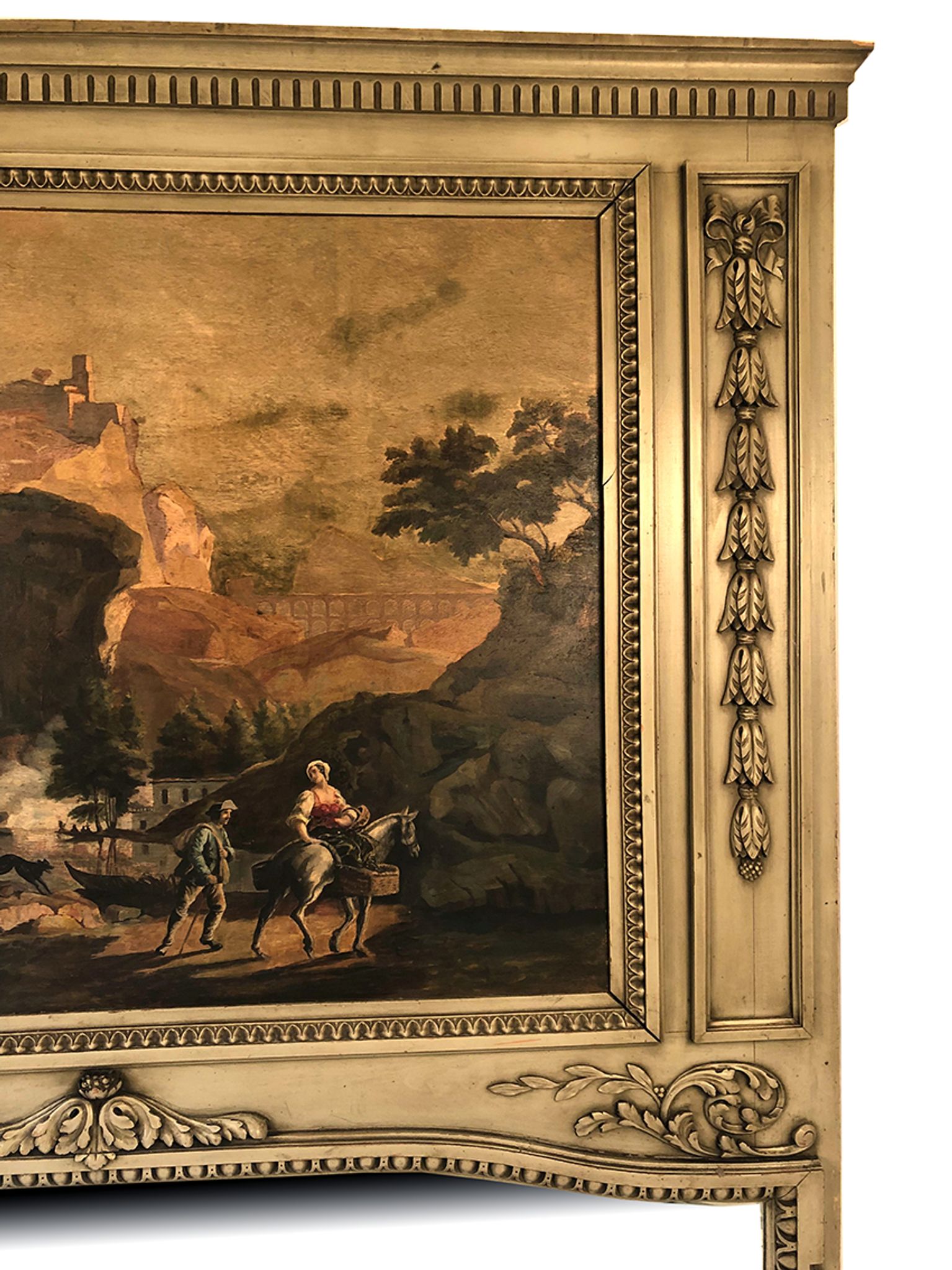 Louis XVI style trumeau in 19th century lacquered wood 196x172cm