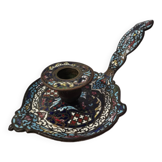 Cellar rat / candle holder - Napoleon III - Bronze - Second half of the 19th century Cloisonné Enamels