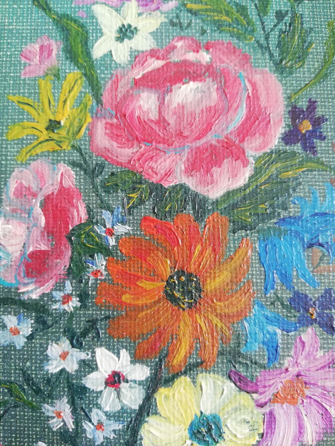 Painting oil painting bouquet wood frame signed pagano
