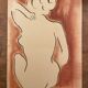 Signed painting in Chinese ink and art deco pastel, female portrait “the bath”