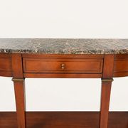 Console half-moon style Directoire/Louis XVI in cherry wood and marble.