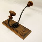 Wall coat rack hook wrought iron wood