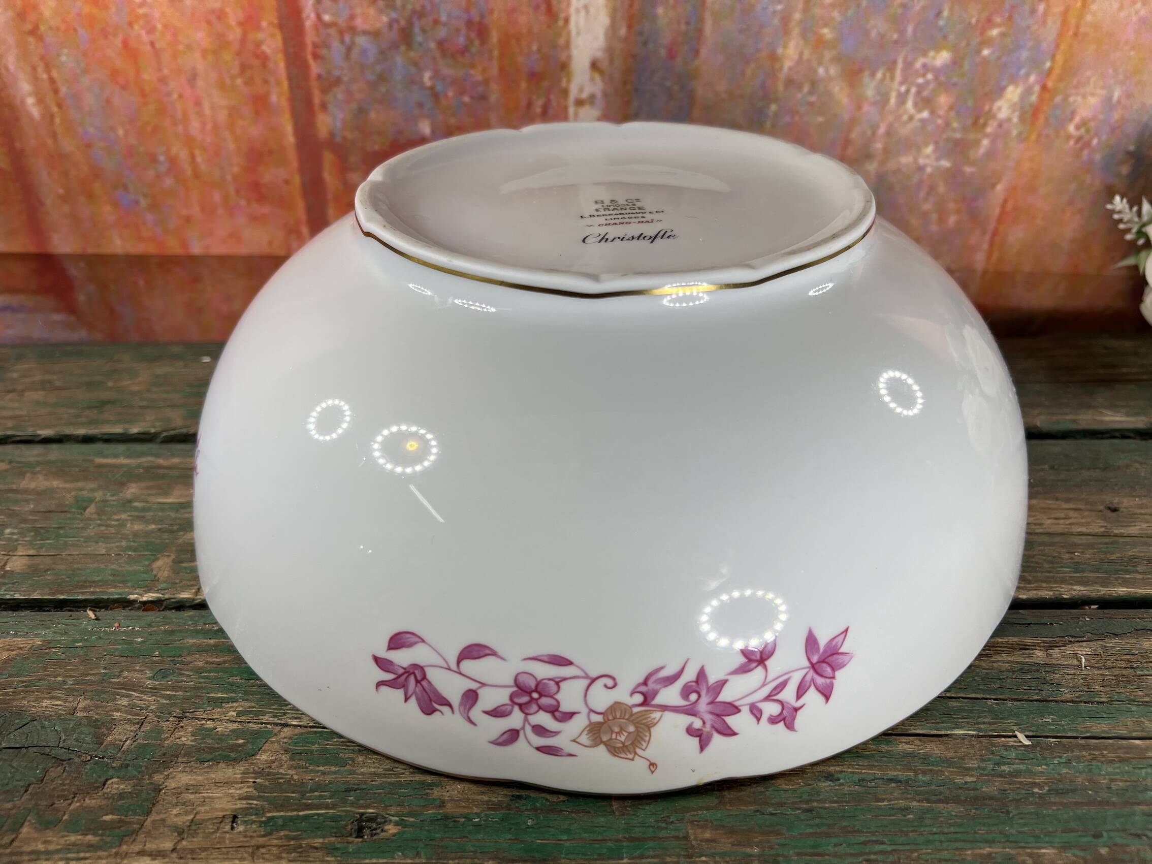 Saladier plat porcelaine Limoges Bernadaud pour Christofle