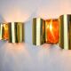 Pair of "Foglios" brass wall lights, Italy, 1970