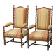 Pair of antique armchairs in wood and fabric with armrests – Classic style