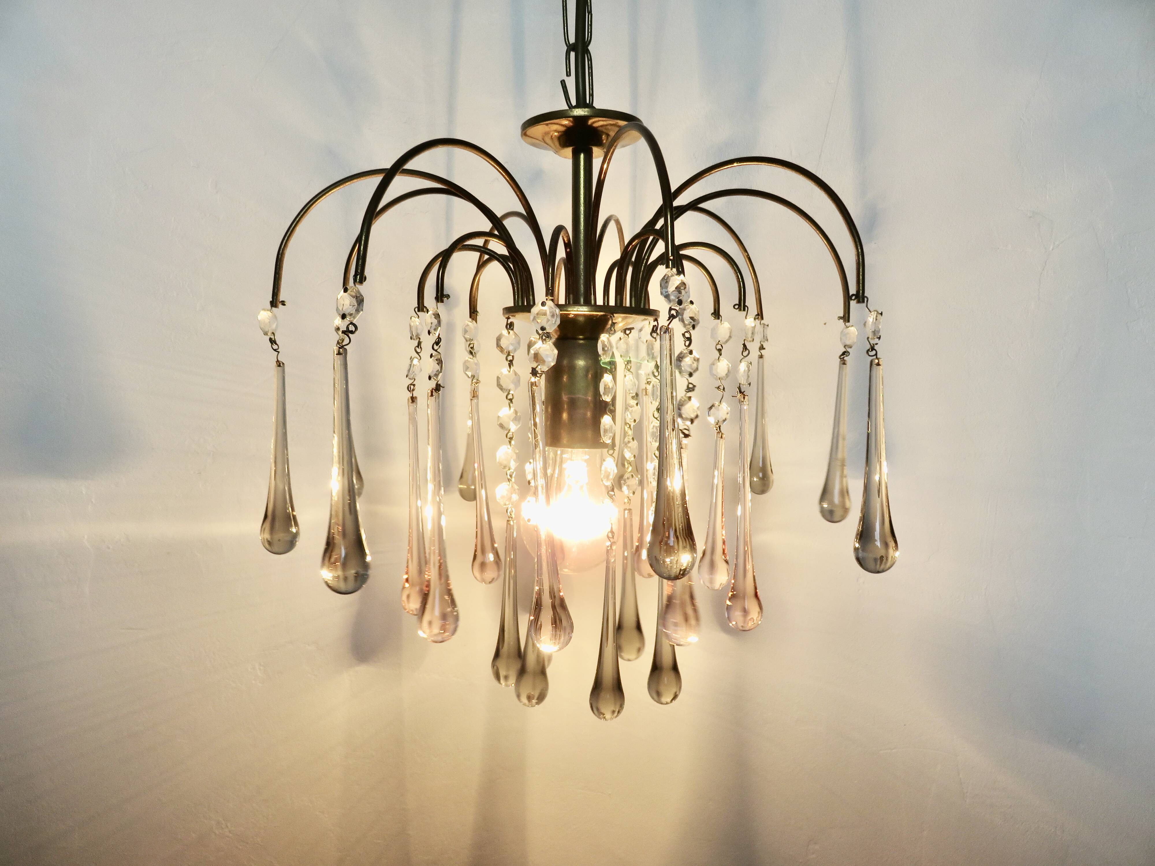 Crystal chandelier "water drop" in Murano glass, Italy