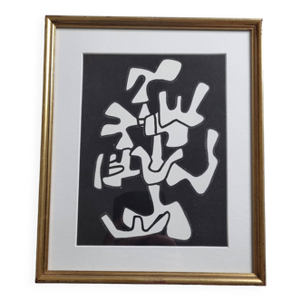 Screenprint after Jean Dubuffet, framed under glass, gilded frame, 24 x 28 cm