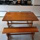 Solid oak table and its two benches made by a craftsman.