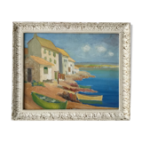 Huile sur panneau Port de Mediterranée