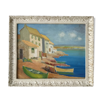 Oil on panel Port of the Mediterranean