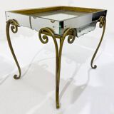 Pair of side tables, glass and brass, 1940s