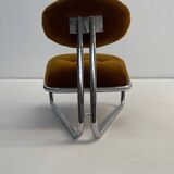 Little tubular lounge chair in rusty amber velvet