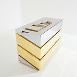 Commode chrome laiton 1972 Gabriella Crespi modèle Mr Mme