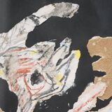 Ansgar Elde, Composition, Mixed Techniques on Cardboard, 1980s, Framed