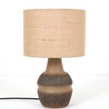 Handmade Søholm / Einar Johansen ceramic table lamp with jute lampshade / Mid-century Danish modern design / 1960s / 1970s