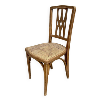 Art Nouveau chair in wood and canework