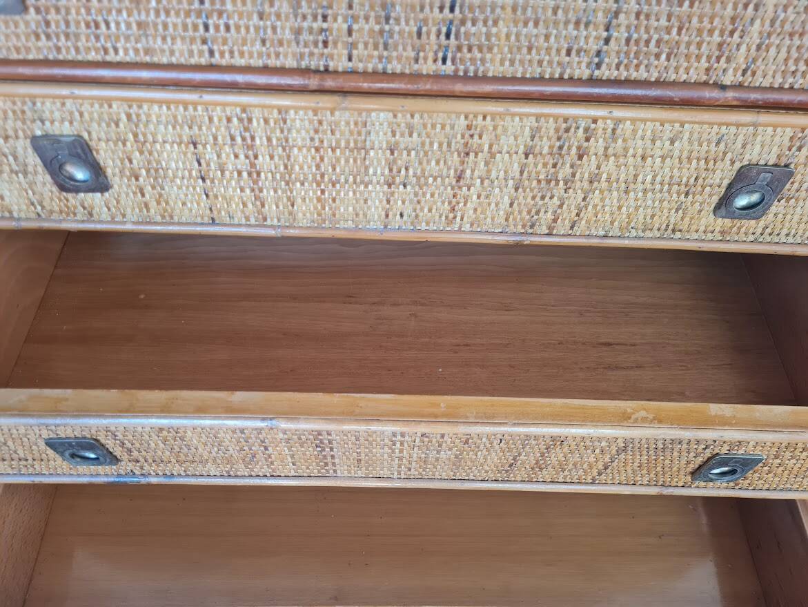 Rattan chest of drawers circa 1970, Dal Vera
