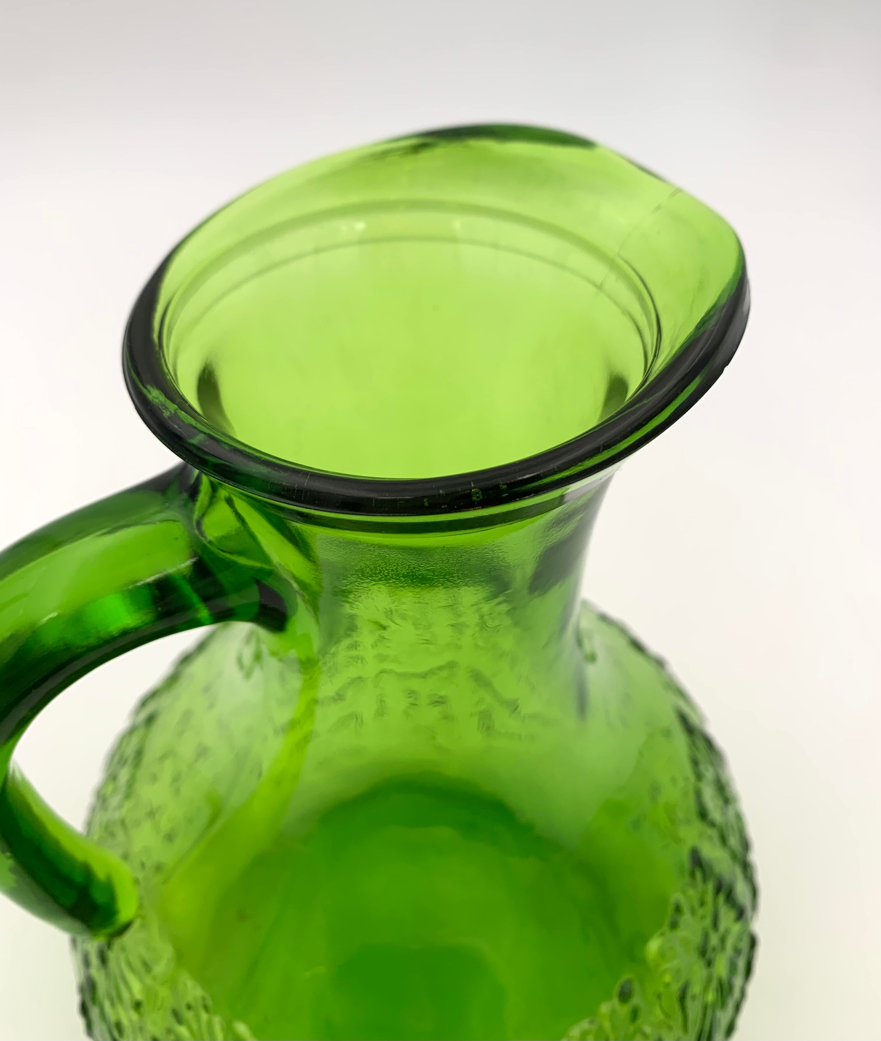 Vintage glass pitcher, chlorophyll green, Italy - 1960s-1970s.