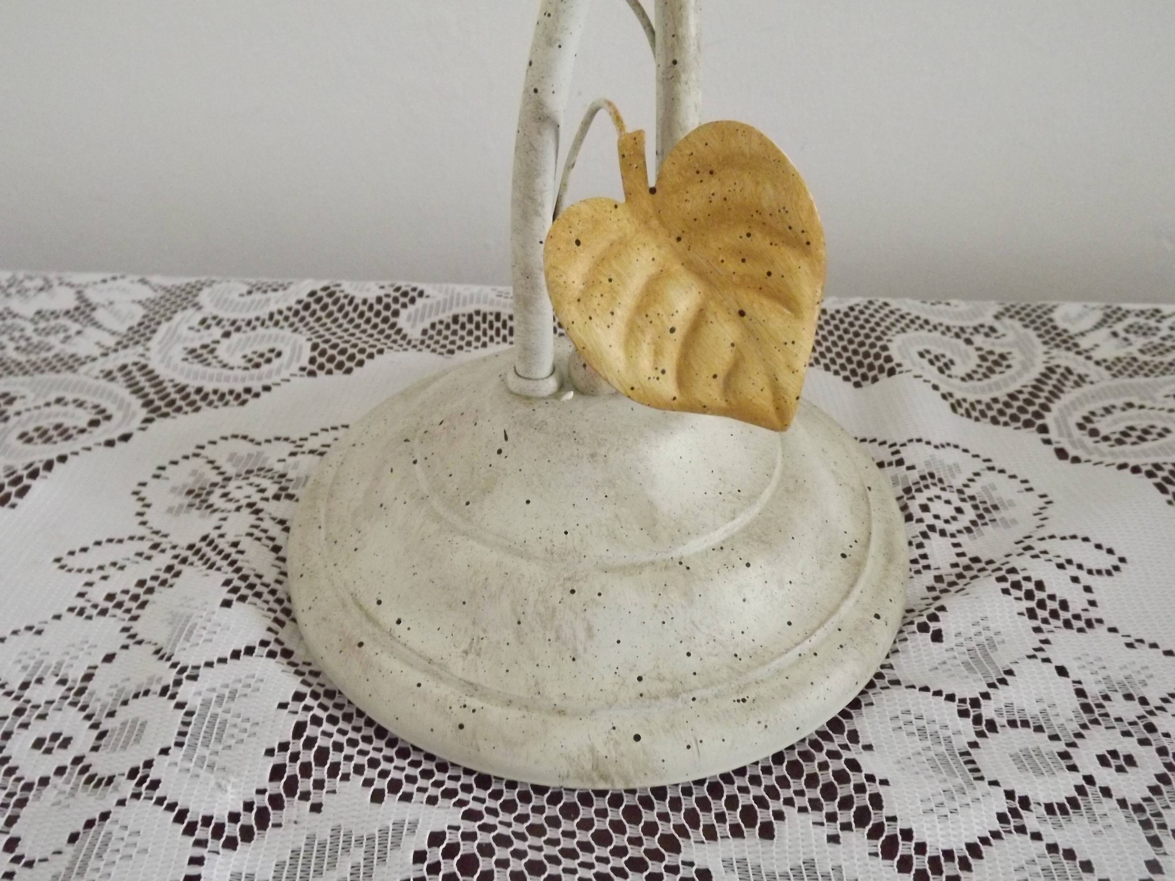 Vintage French double table lamp with glass shade "Autumn Leaves" 5488