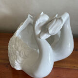 Cache pot céramique blanche cygnes