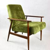 Vintage Green Olive Fox Easy Chair, 1970s