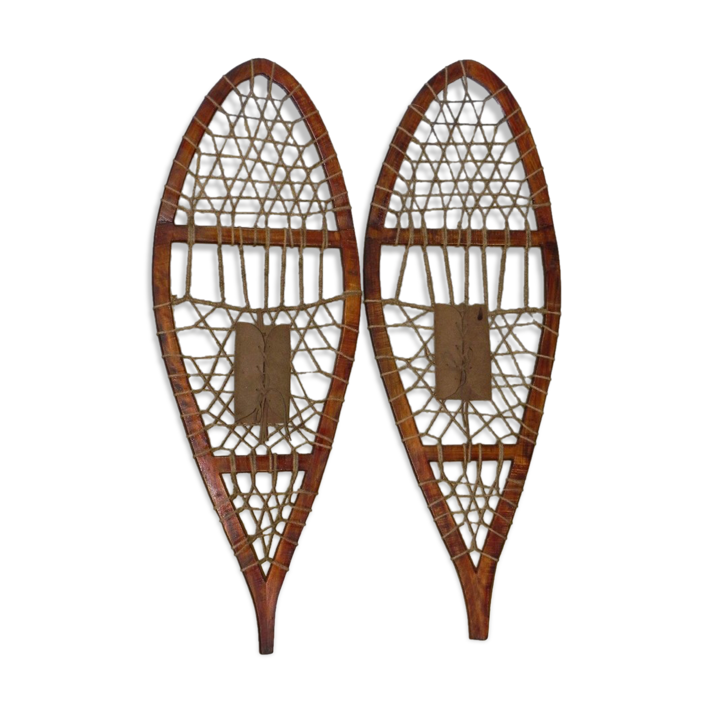 Pair of wooden snowshoes