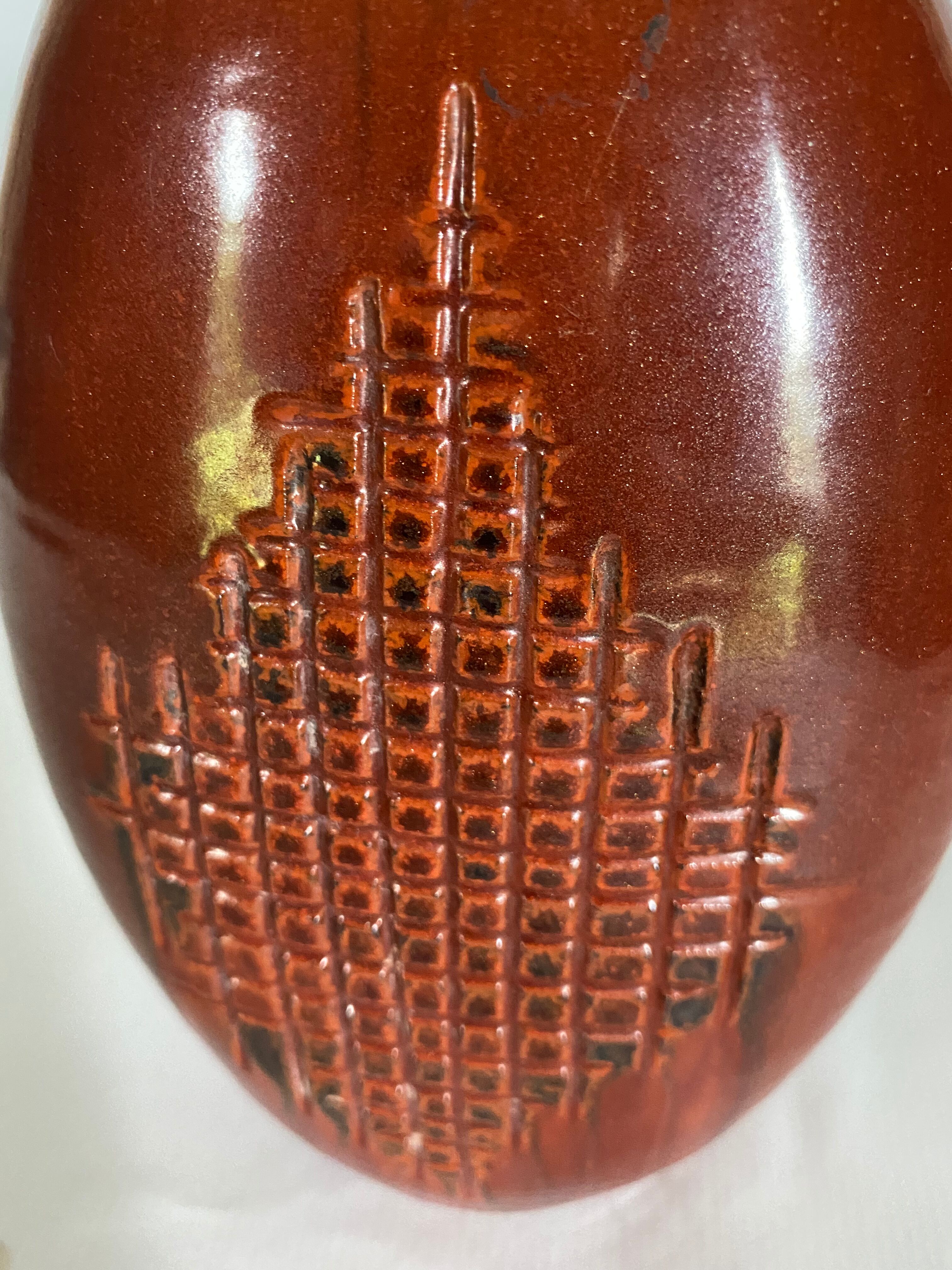 Scarified ceramic Mussara vase, 70s