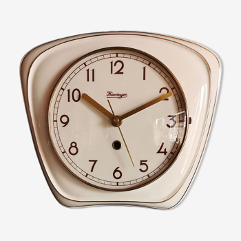 Vintage ceramic clock silent wall clock "Kieninger golden cream"
