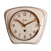 Horloge céramique vintage pendule murale silencieuse "Kieninger crème doré"
