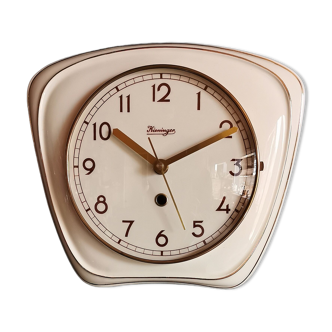 Vintage ceramic clock silent wall clock "Kieninger golden cream"