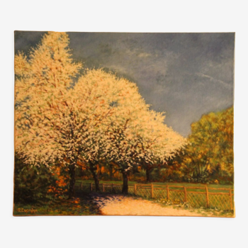 Japanese Sakura painting Oil on canvas Impressionist