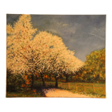 Huile sur toile impressionniste, Tableau sakura japonais