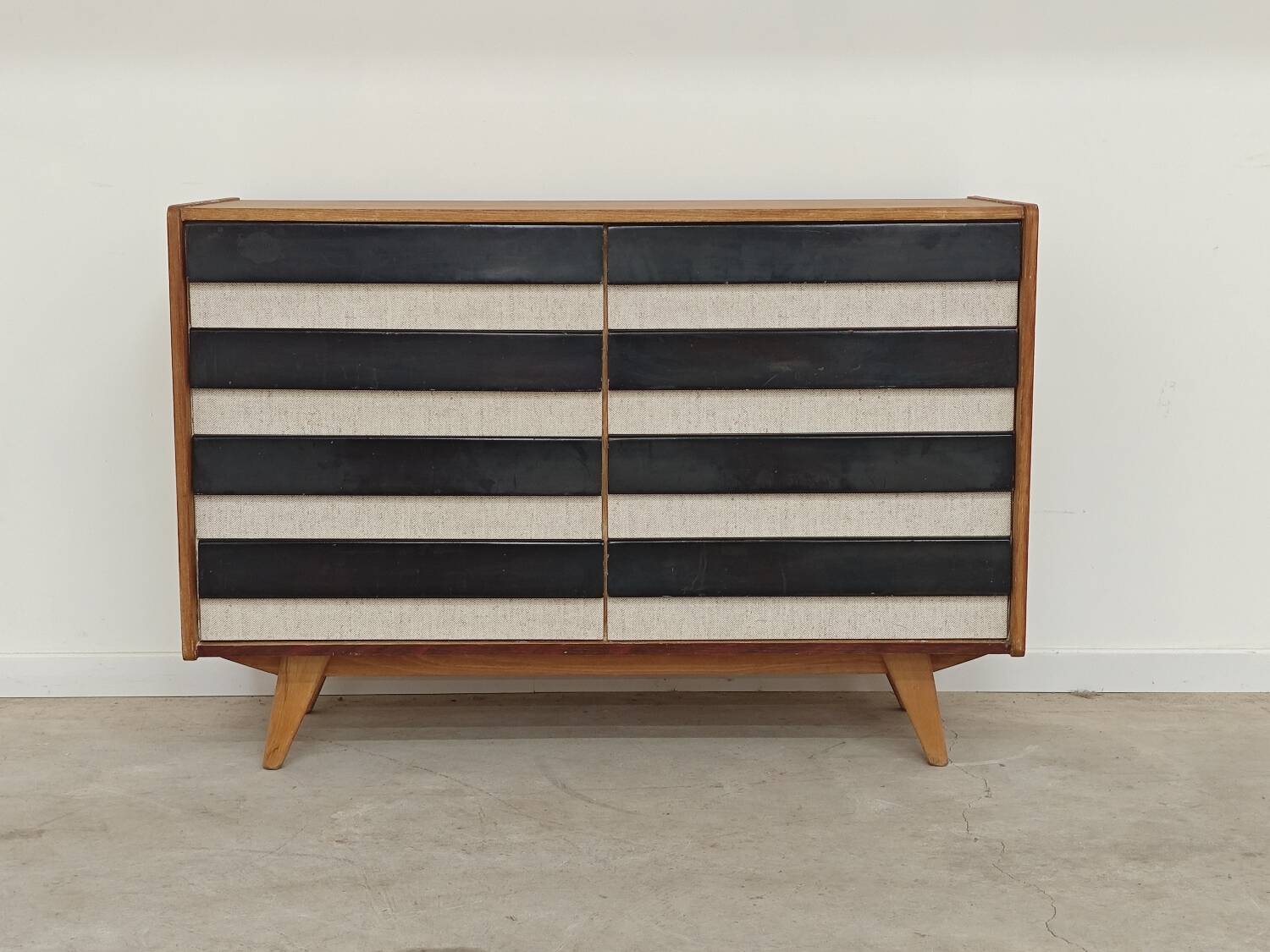 Wooden commode U 453 black and white by Jiri Jiroutek for Intérier Praha