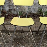 Chaises Formica jaune  pieds compas 1950
