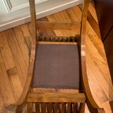 50s leather and teak stool