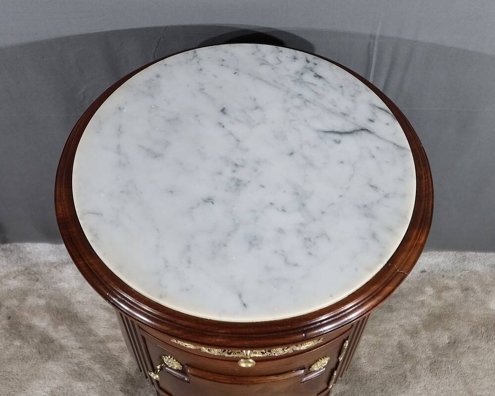 Small Tambour Table in Mahogany, Louis XVI style – Late 19th century