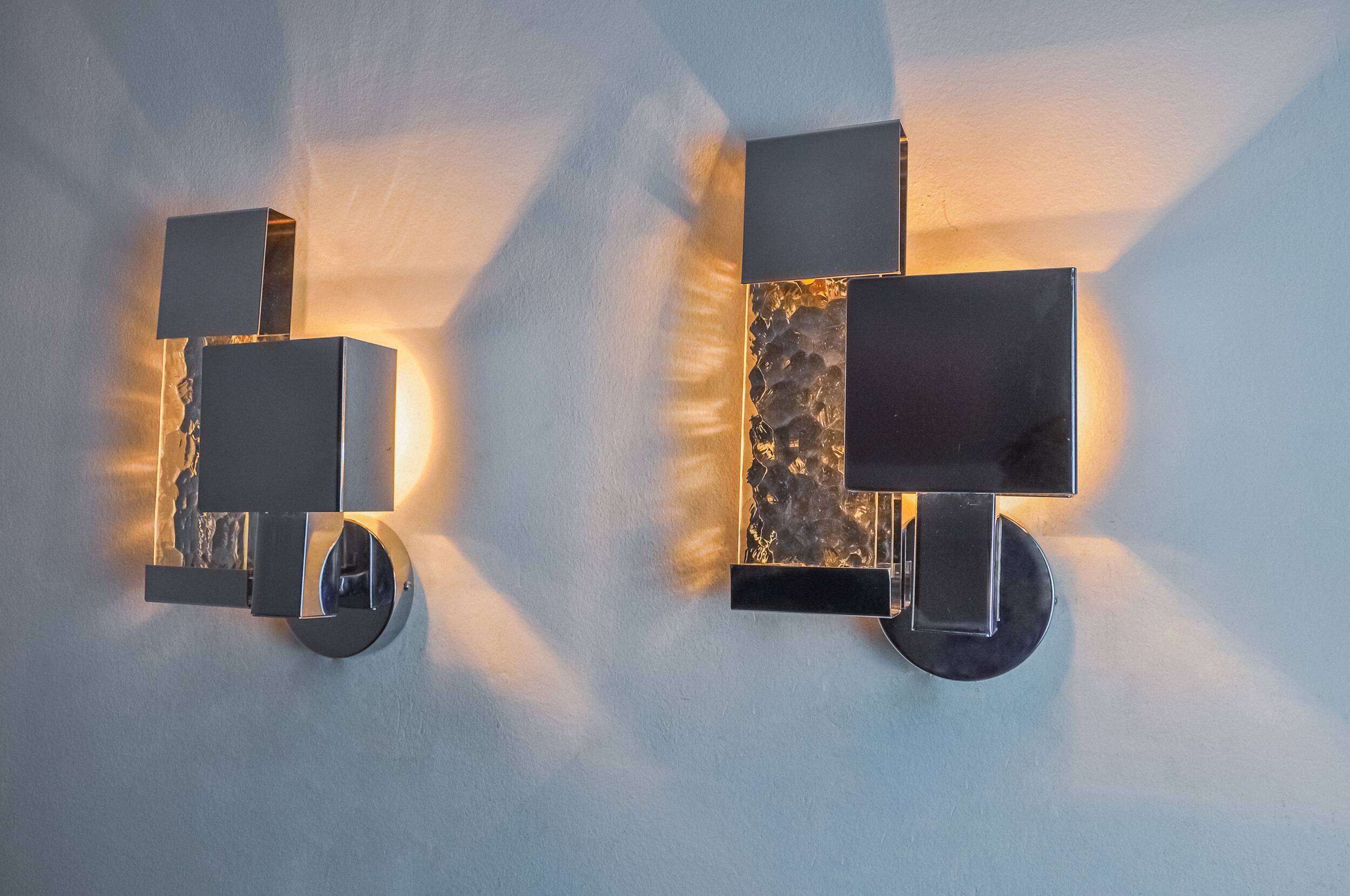Pair of Space Age wall lights, Italy, 1970